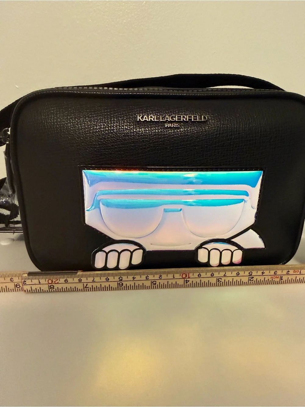 Karl Lagerfeld Black Crossbody Bag with Iridescent Accent NWT
